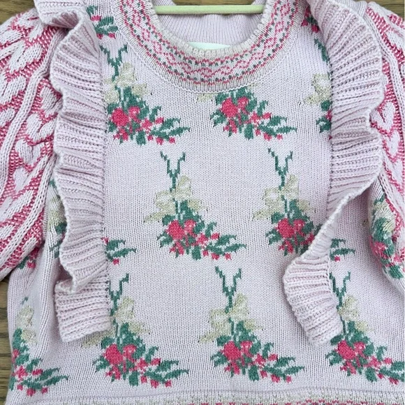 LoveShackFancy Pink and Green Knit Sweater - Picture 2 of 5